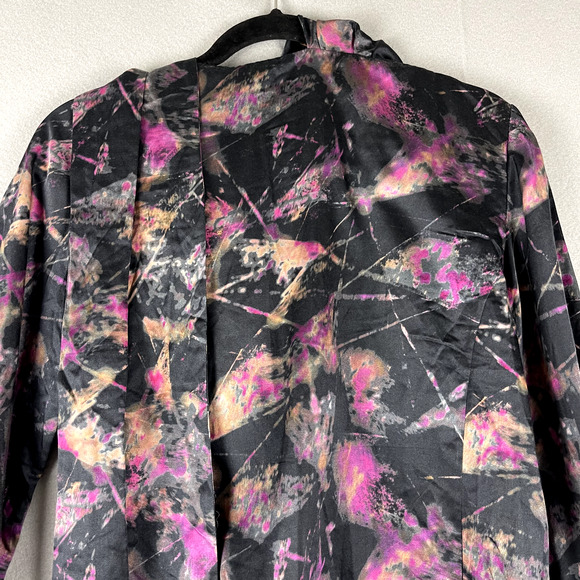 Tia Cibani Amethyst Satin Top Blouse Womens 4 Abstract Lagenlook Colorful NWT - Picture 12 of 15